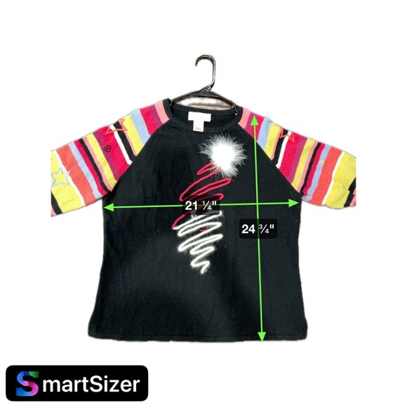 Susan Bristol XL Festive Santa Knit Sweater Colorful Striped Sleeves Pom Accent - Picture 8 of 8